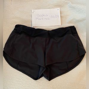 Lululemon black speed up shorts size 12 length 2.5